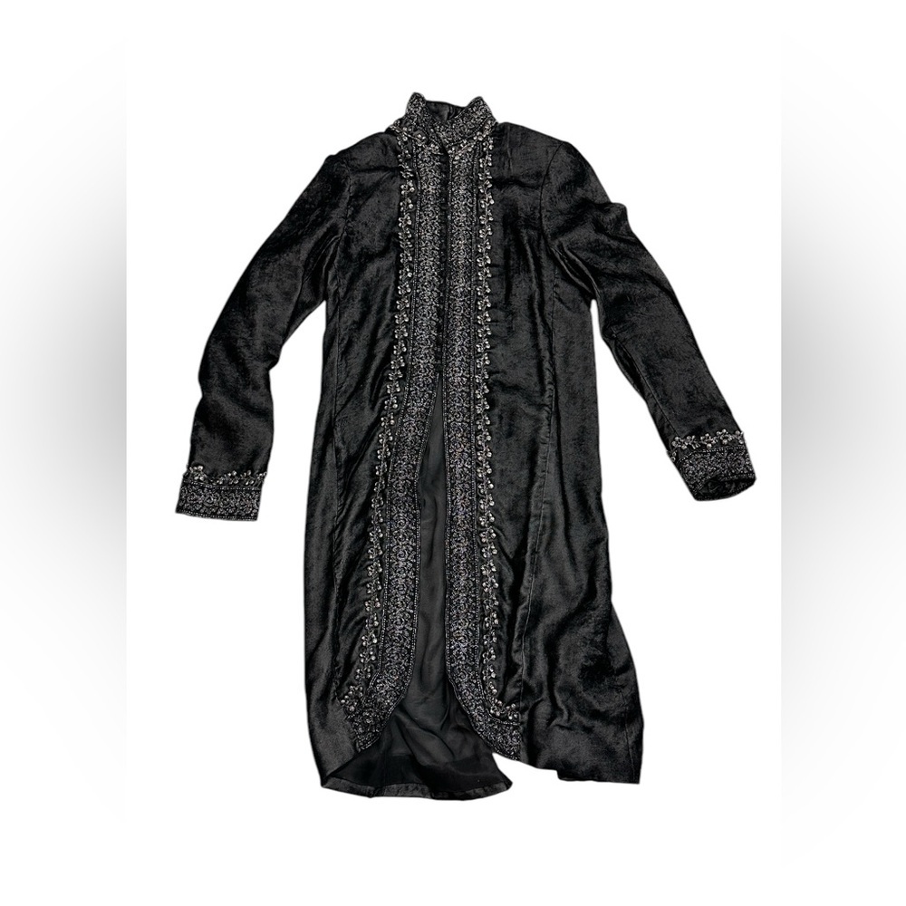 Custom Black Velvet Embroidered Sherwani Set (2-Piece)